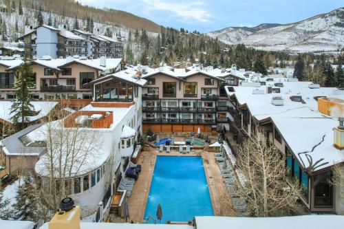 an aerial view of a resort in the snow at Lodge at Vail, A RockResort by Vail Resorts in Vail