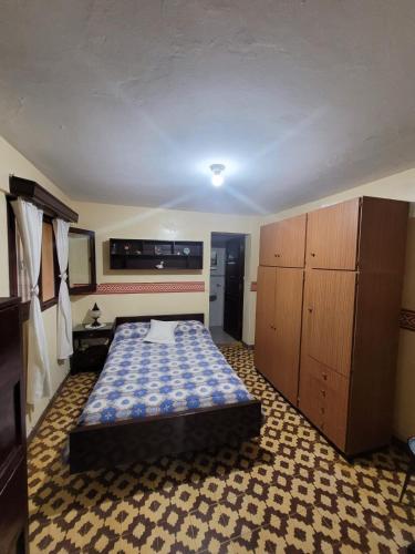 a bedroom with a bed and cabinets in a room at Tia Clara in San Salvador de Jujuy
