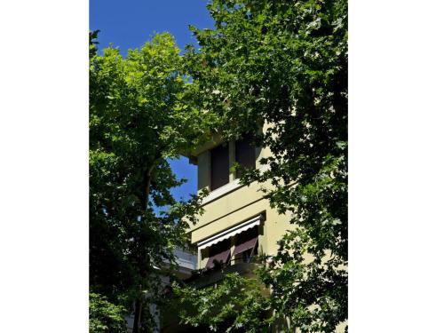 a building between two trees with a window at B&B Albaro in Genova