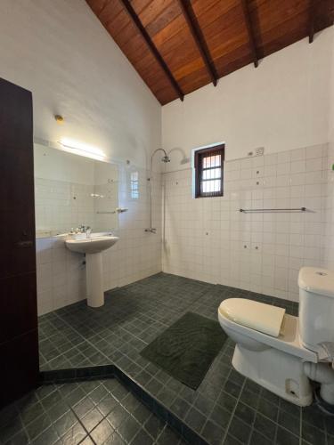 a bathroom with a toilet and a sink at The fields Malabe in Malabe