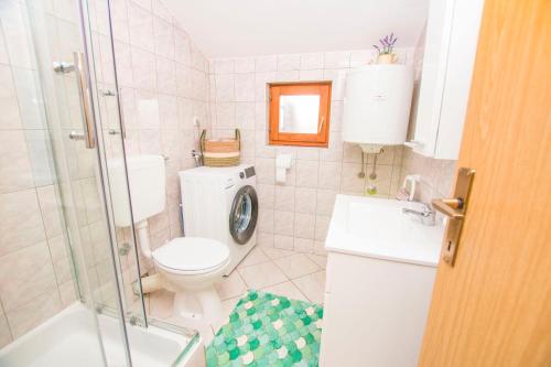 a bathroom with a toilet and a sink and a shower at Apartment Tina in Obrovac