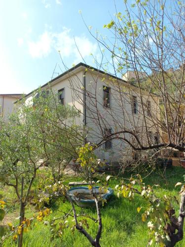 ein weißes Haus mit Bäumen davor in der Unterkunft Narniandum Est Locazione Turistica in Narni