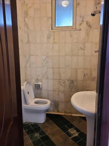 a bathroom with a toilet and a sink at Aster Mekuria in Addis Ababa