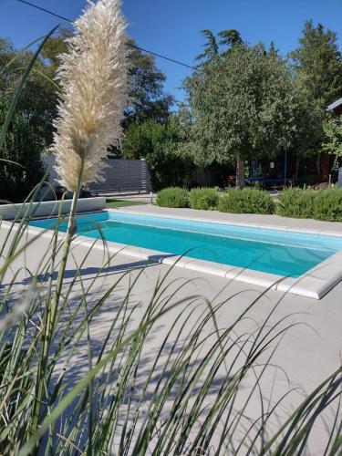 a swimming pool in a yard with grass at HH Antona with Private Pool in Puljane