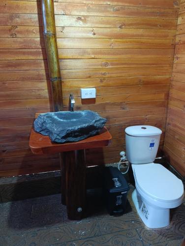 a bathroom with a toilet and a sink at Alma Silvestre in Puerto Triunfo