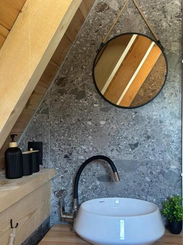 a bathroom with a sink and a mirror at Villa Tara in Žabljak