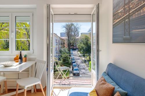 a room with a view of a street at Lovely Apartment to Stay in Lisbon
