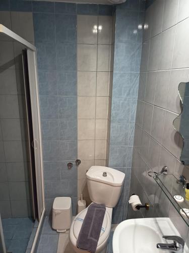 ein kleines Badezimmer mit Toilette und Waschbecken in der Unterkunft SKG Assembly Β&Β Hotel in Thessaloniki