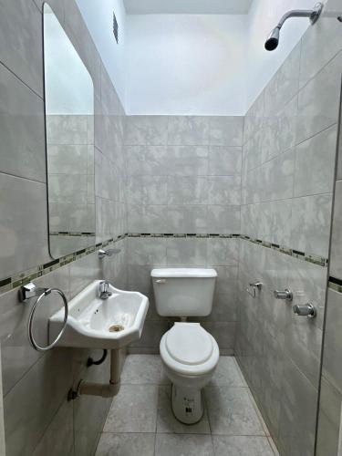 a bathroom with a toilet and a sink at Departamento Lavanda in San Juan