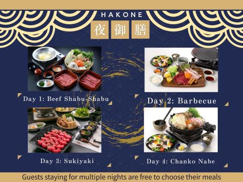 a collage of pictures of different food dishes at Kozuka Hisanoha in Hakone