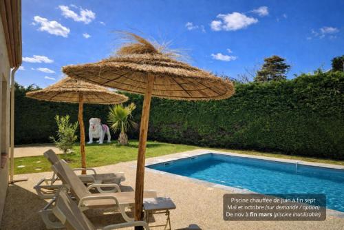 Villa piscine chauffée babyfoot pétanque ping-pong