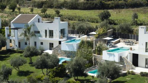 an aerial view of a villa with a swimming pool at Arbora Olea Luxury Villas in Skaleta