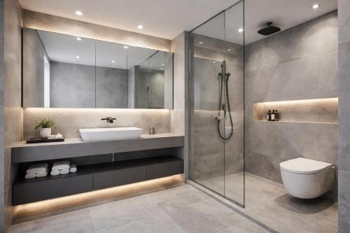 a bathroom with a sink toilet and a shower at Continental Palace in Psalidi