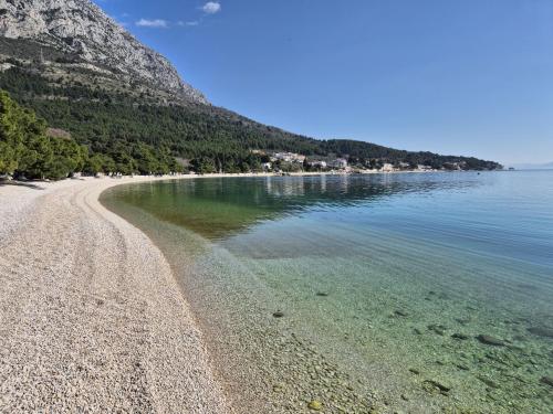 a beach with clear water and a rocky shore at Studio Rilić-2 by Interhome in Zaostrog