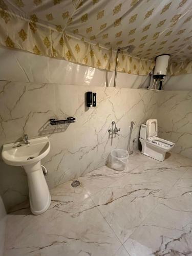 a bathroom with a sink and a toilet at TauSco Homestay & Campsite - Coorg in Madikeri