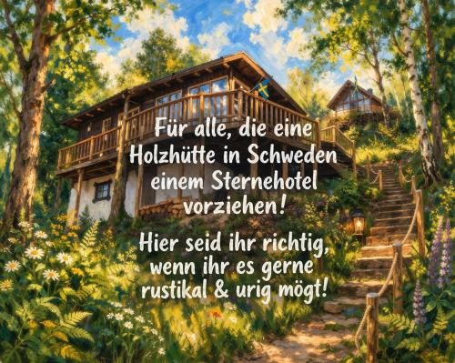 a painting of a house in the woods at Ferienhaus Gädda in Vöhl