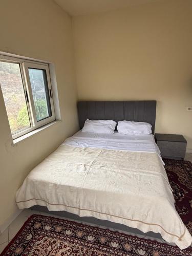 a large bed in a bedroom with a window at Antoni Guest House & Café in Lekaj