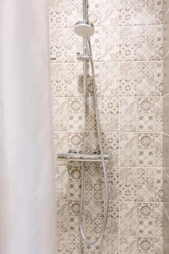a shower with a shower head in a bathroom at Studio du faubourg 1 à 3 Personnes in Valence