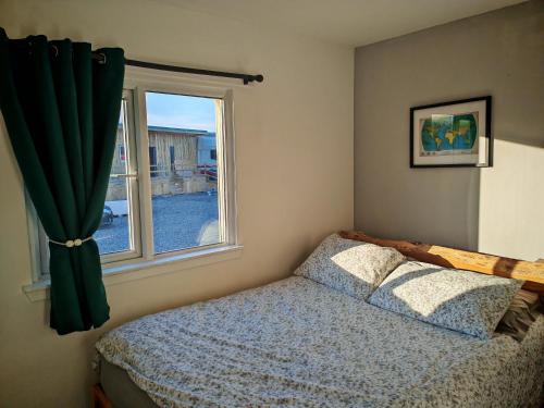 a bedroom with a bed and a window at Full Pint in Tain