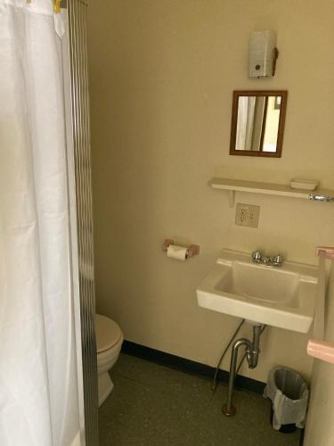 a bathroom with a sink and a toilet at Inn at the Isles in Isle la Motte