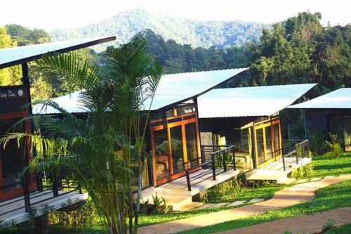 a building with a palm tree in front of it at Phu Pha View Doi in Samoeng