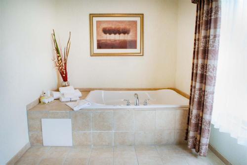 a bathroom with a bath tub in a room at Holiday Inn Express Hotel & Suites Center by IHG in Center