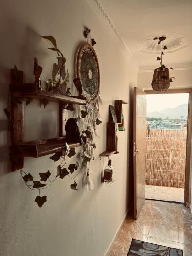 a room with a wall with a bunch of butterflies at Cabana House in Dahab
