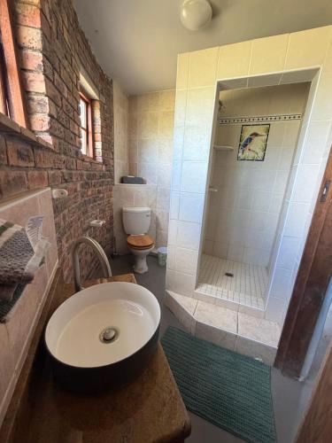 a bathroom with a sink and a shower at DaisyRiver Cottage in Port Alfred