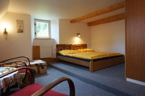 a bedroom with a bed and a window at Chalupa Horní Morava in Dolní Morava