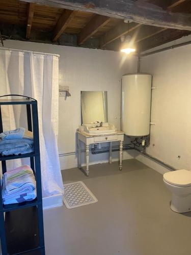 a bathroom with a sink and a toilet and a mirror at L Atelier in Angoulême