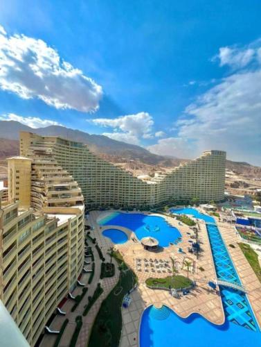 an aerial view of the resort buildings at Porto El Sokhna in Ain Sokhna