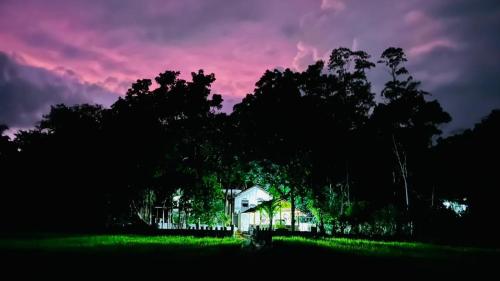 a house in a field at night with a pink sky at Ovis kitchen in Matara