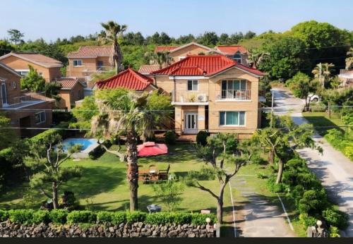 an aerial view of a house at Dulle House Jeju in Jeju