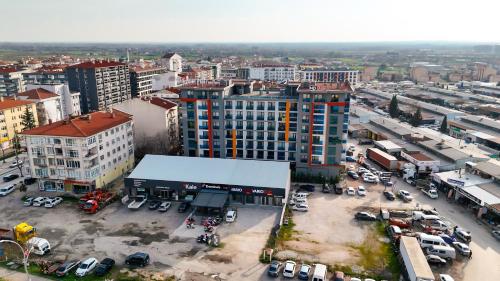 an overhead view of a parking lot in a city at The Rest Port Nd Downtown in Edirne