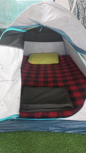a bed inside of a tent with a mattress at mountainview homestay in Jāmb