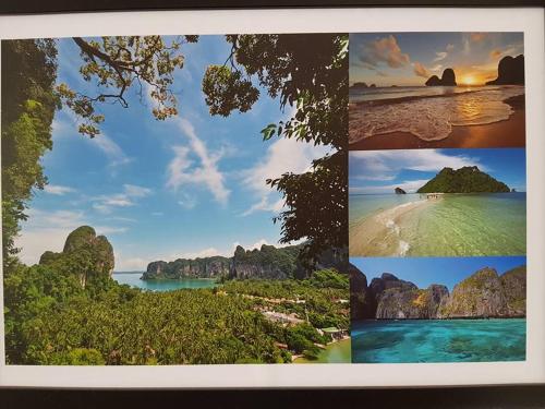 a collage of photos of a beach and the ocean at BanPunmanus Hotel in Krabi town