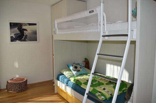 a bunk bed with a ladder in a bedroom at Ferienwohnung Caluna in Lenz