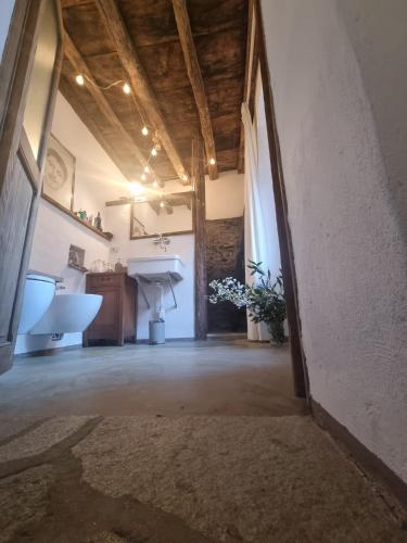 a large room with a sink and a bathroom at Pace attraverso gli occhi in Perledo