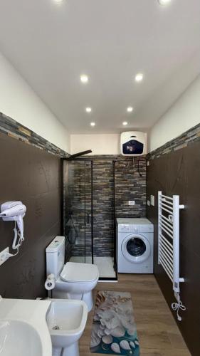 a bathroom with a toilet and a washing machine at Un Tuffo nello Stretto in Villa San Giovanni
