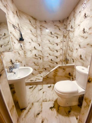 a bathroom with a toilet and a sink at Sisi Guest House in Kutaisi