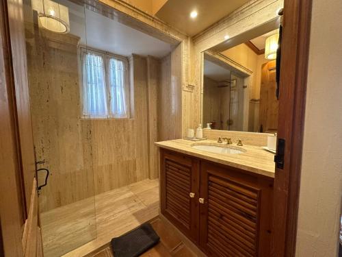 a bathroom with a sink and a shower at Villa Malveira in Alcabideche