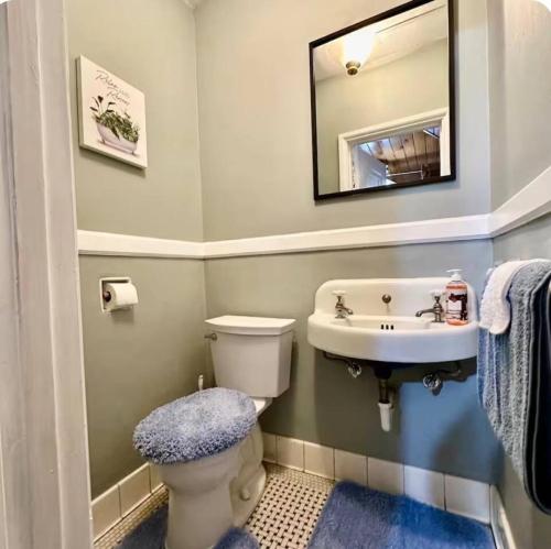 a bathroom with a toilet and a sink at Queen Bed Shared Common Space Carrier Dome SU Hospitals in Syracuse