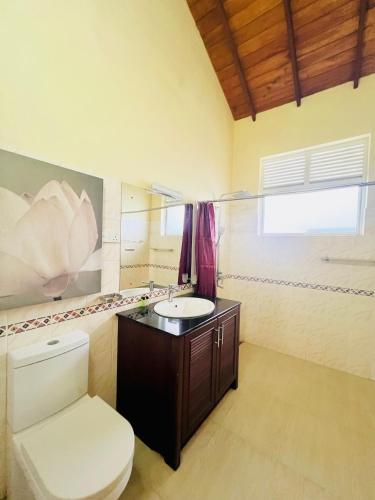 a bathroom with a toilet and a sink at Sunset Point Beachfront Villa & Restaurant in Negombo