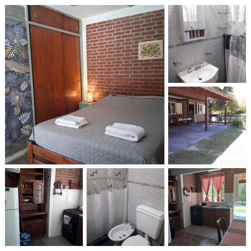 a collage of pictures of a bedroom and a bathroom at Departamentos Don Carlos in Villa Cura Brochero