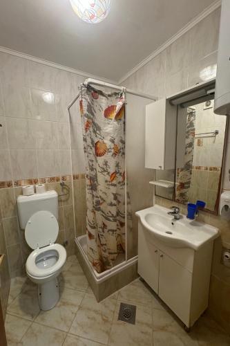 a bathroom with a toilet and a sink at Apartments by the sea Povljana, Pag - 3316 in Povljana