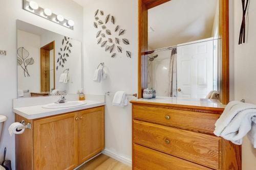 a bathroom with a sink and a mirror at Bear Lake View in Garden City