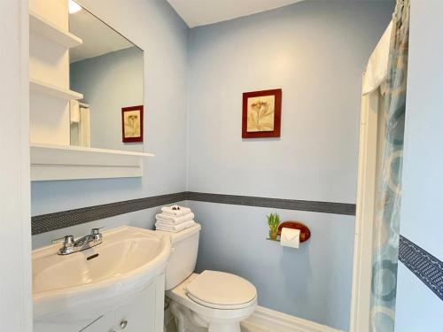 a bathroom with a white toilet and a sink at Strathaird Bed and Breakfast in Niagara Falls