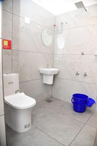 a bathroom with a toilet and a sink at Cloud valley wayanad in Vayittiri