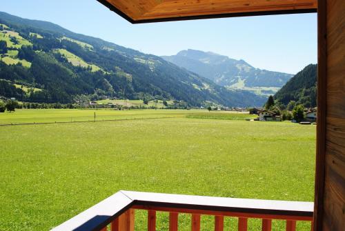 a view of a field with mountains in the background at Alpinliving.Tirol in Aschau