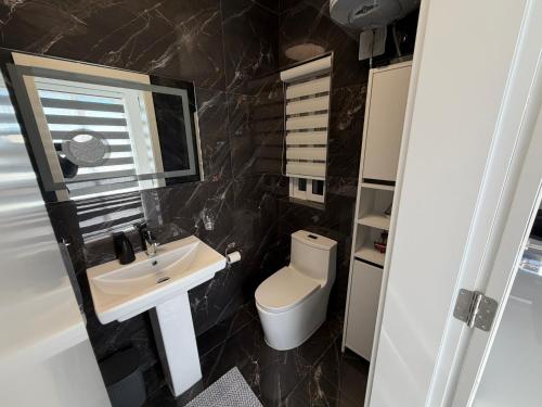 a bathroom with a sink and a toilet at Welcome Apartment 13 in Għajn Melel